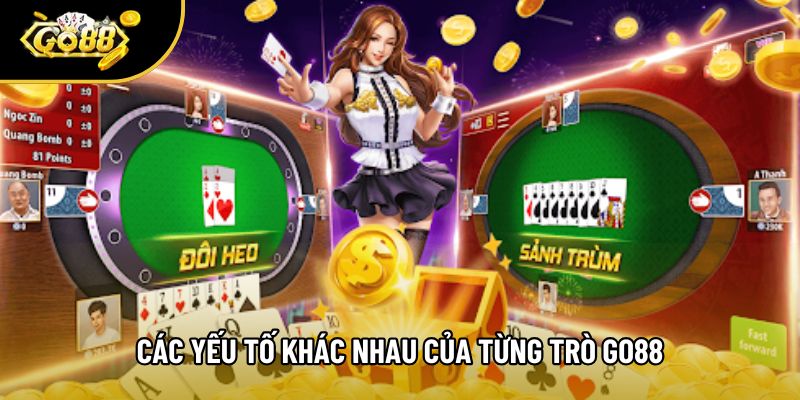 Các yếu tố khác nhau của từng trò go88